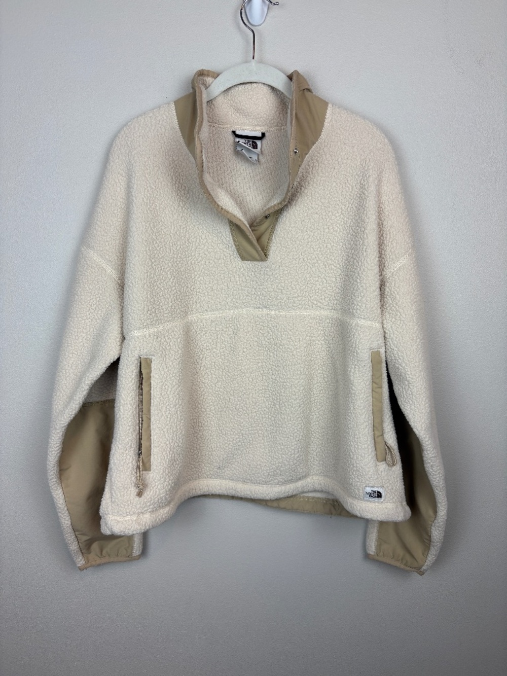 North Face Quarter Snap Cragmont Fleece in Cream/Khaki - Size Large
